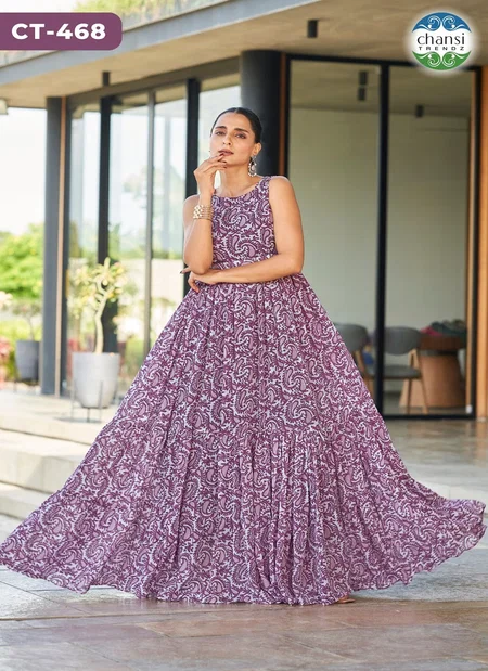 Padmamalini By Chansi Trendz Georgette Gown Suppliers In India